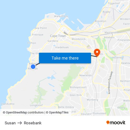 Susan to Rosebank map