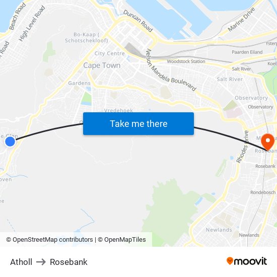 Atholl to Rosebank map