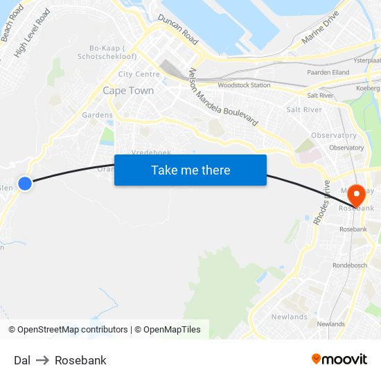 Dal to Rosebank map