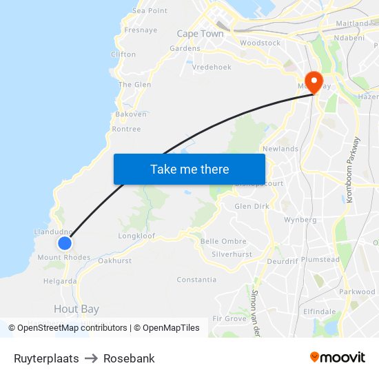 Ruyterplaats to Rosebank map