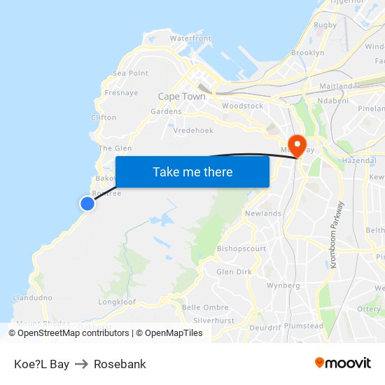 Koe?L Bay to Rosebank map