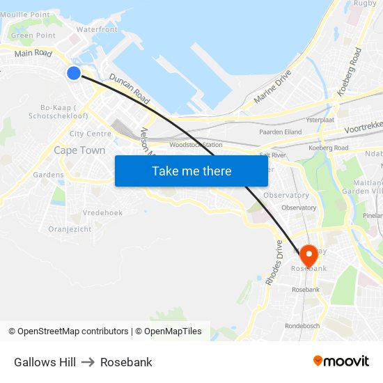 Gallows Hill to Rosebank map