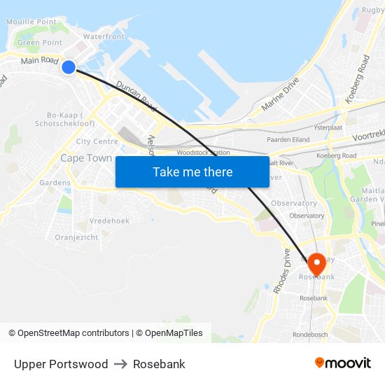 Upper Portswood to Rosebank map