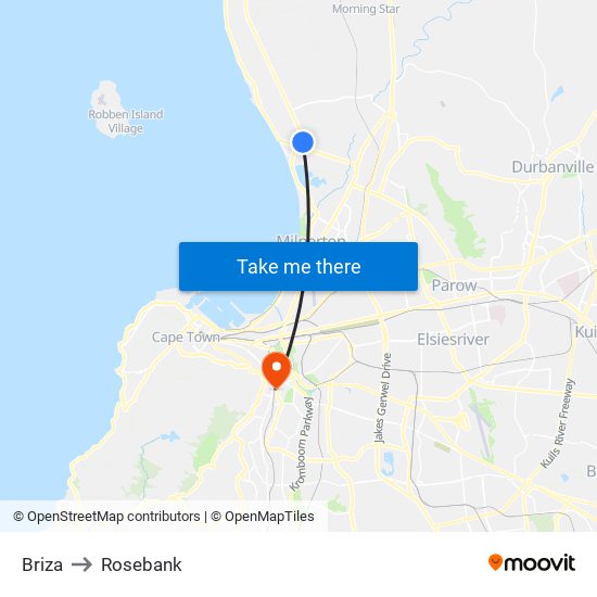Briza to Rosebank map