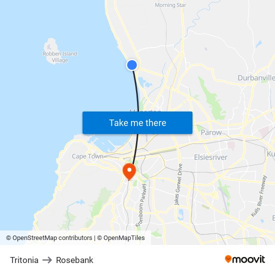 Tritonia to Rosebank map