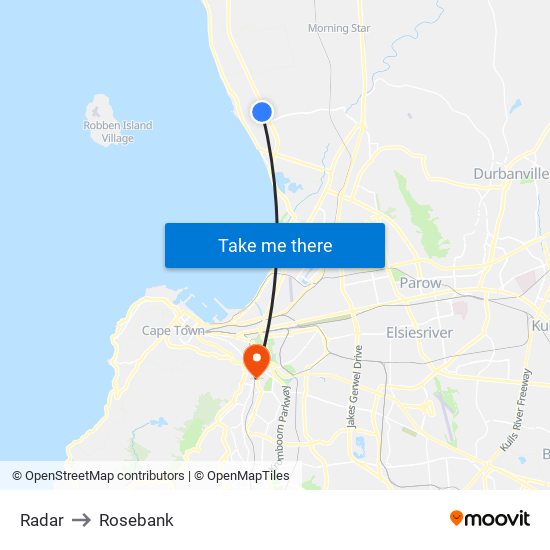 Radar to Rosebank map