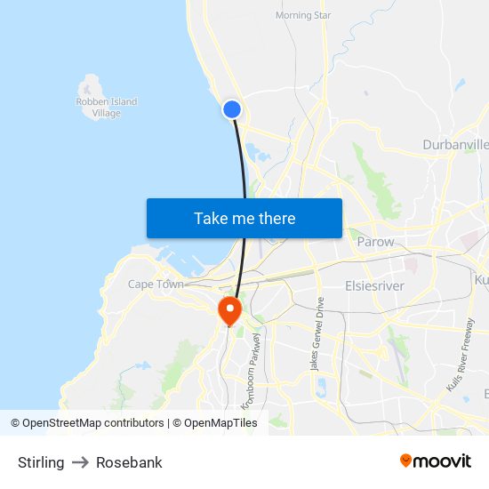 Stirling to Rosebank map