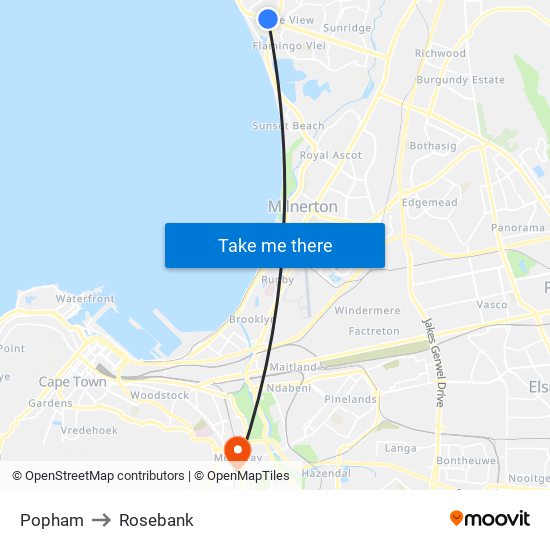 Popham to Rosebank map