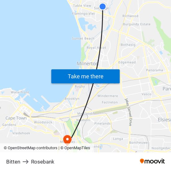 Bitten to Rosebank map