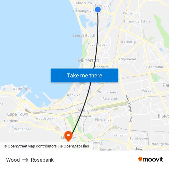 Wood to Rosebank map