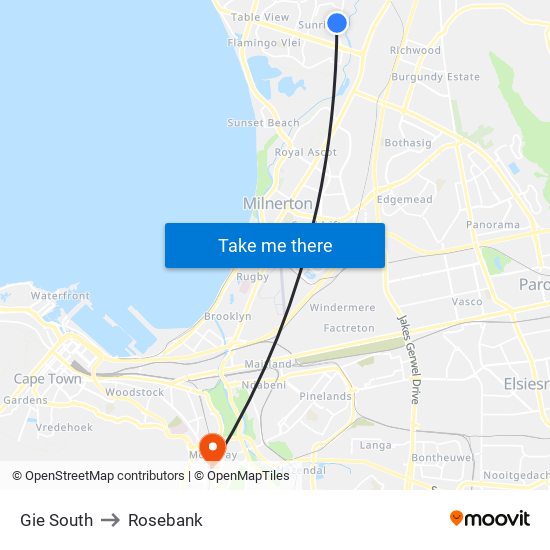 Gie South to Rosebank map