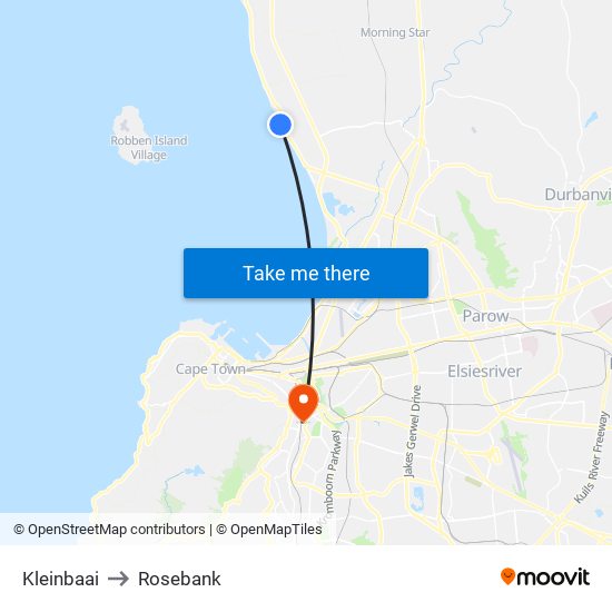 Kleinbaai to Rosebank map