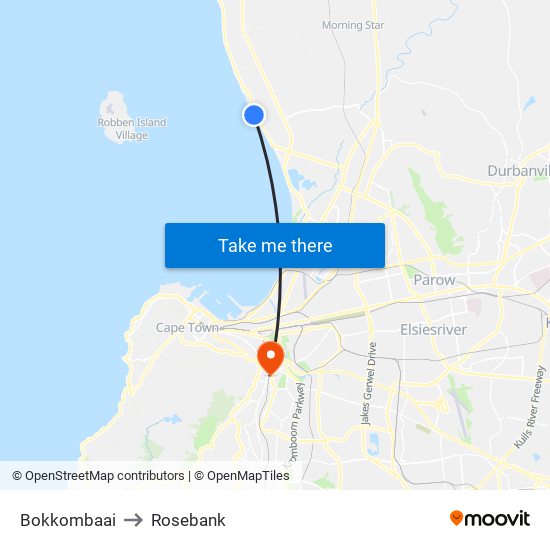 Bokkombaai to Rosebank map