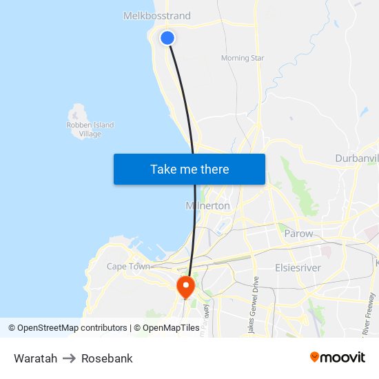 Waratah to Rosebank map