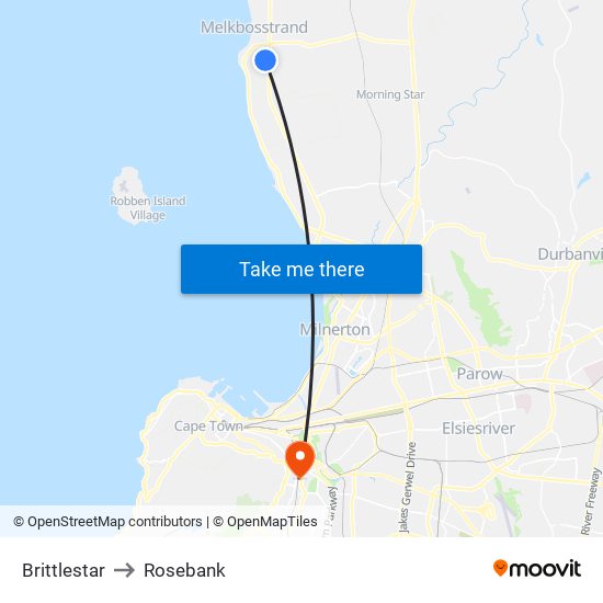 Brittlestar to Rosebank map