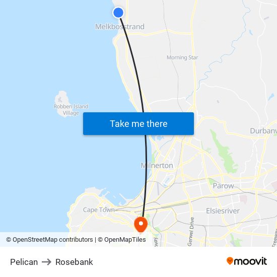 Pelican to Rosebank map