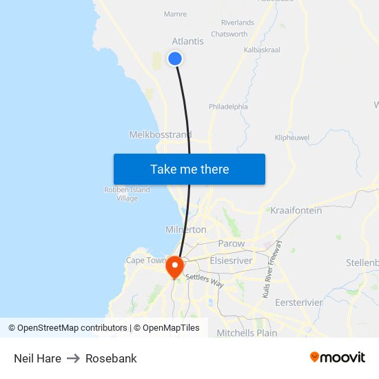 Neil Hare to Rosebank map