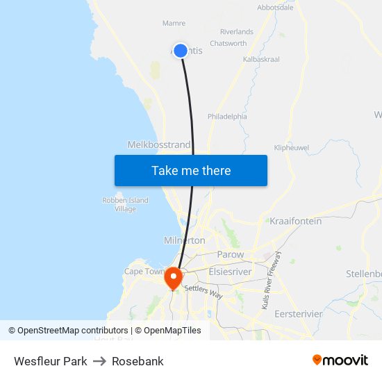 Wesfleur Park to Rosebank map