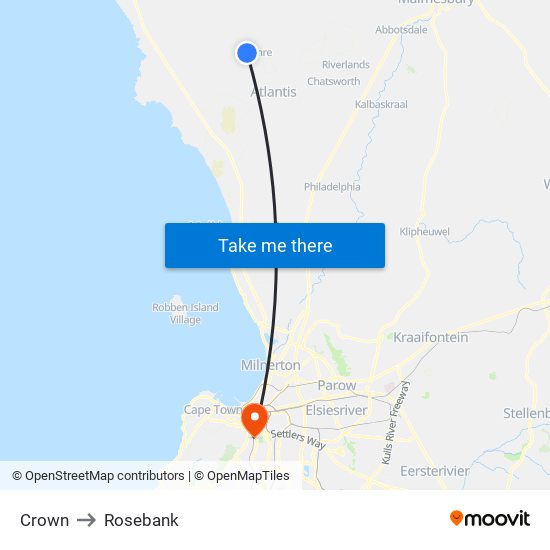 Crown to Rosebank map