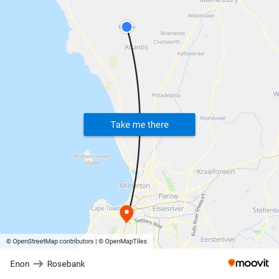 Enon to Rosebank map