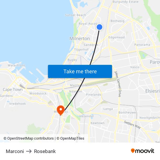 Marconi to Rosebank map