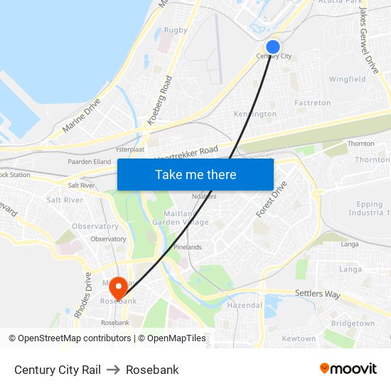 Century City Rail to Rosebank map