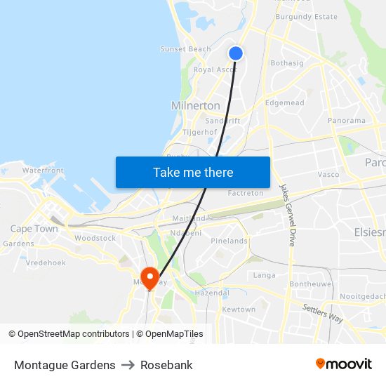 Montague Gardens to Rosebank map