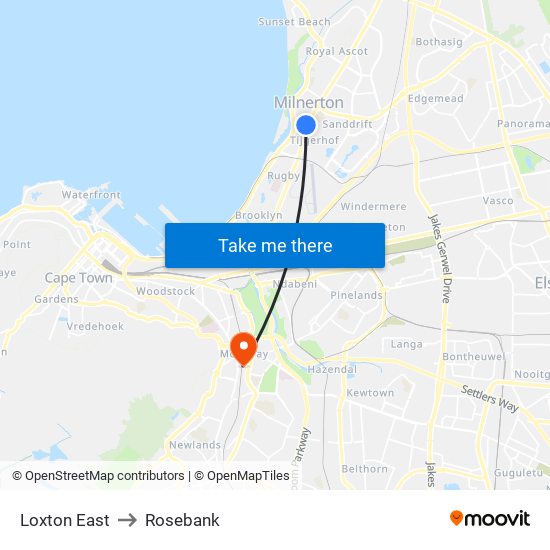 Loxton East to Rosebank map