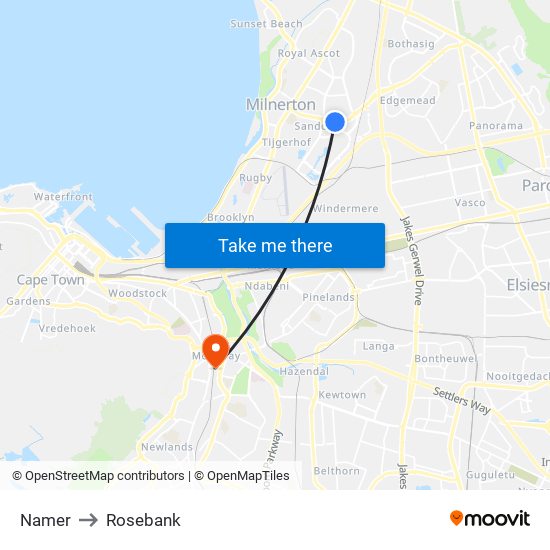 Namer to Rosebank map