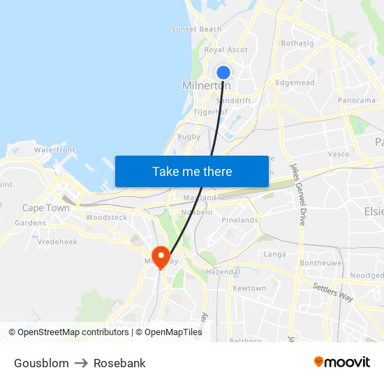 Gousblom to Rosebank map