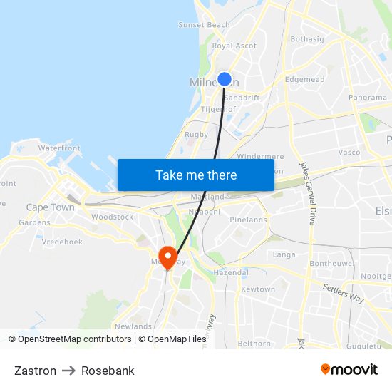 Zastron to Rosebank map