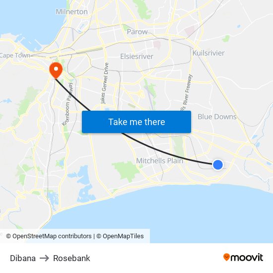 Dibana to Rosebank map