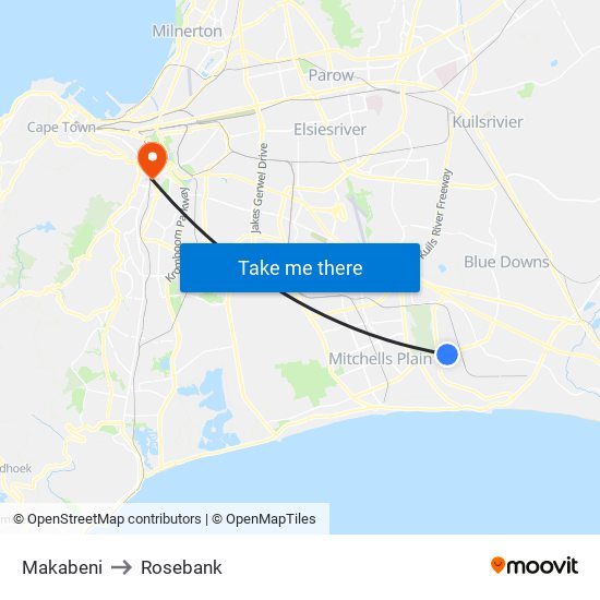 Makabeni to Rosebank map