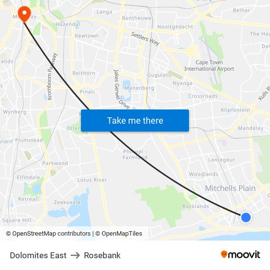 Dolomites East to Rosebank map