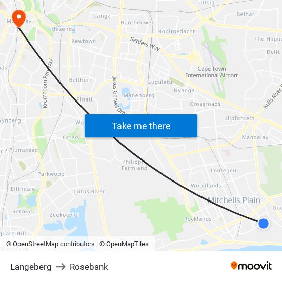 Langeberg to Rosebank map