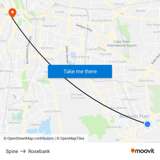 Spine to Rosebank map