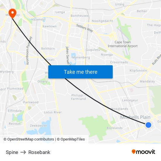 Spine to Rosebank map