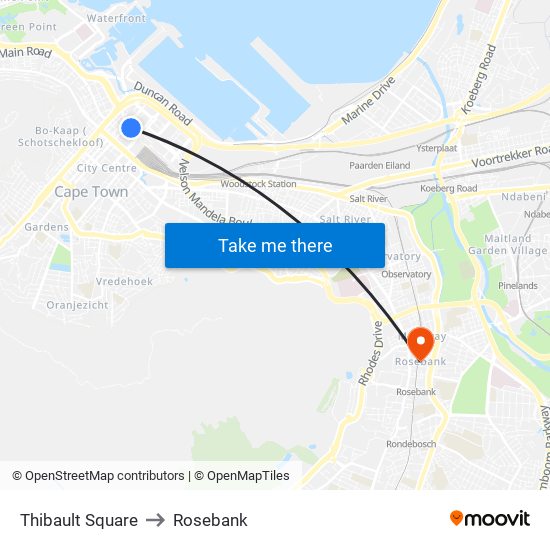 Thibault Square to Rosebank map