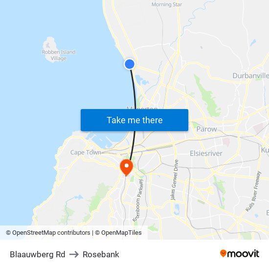 Blaauwberg Rd to Rosebank map