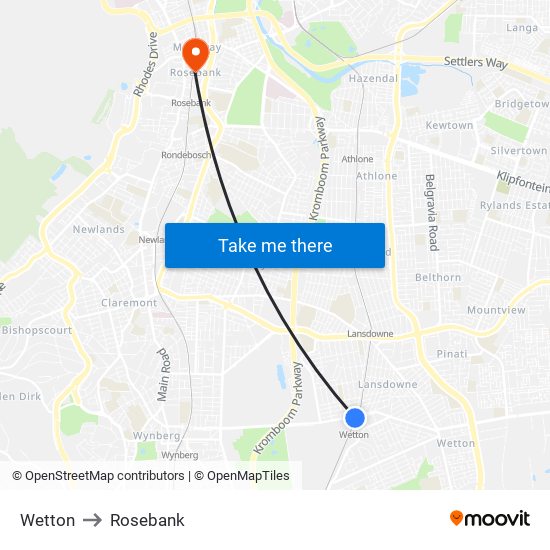 Wetton to Rosebank map