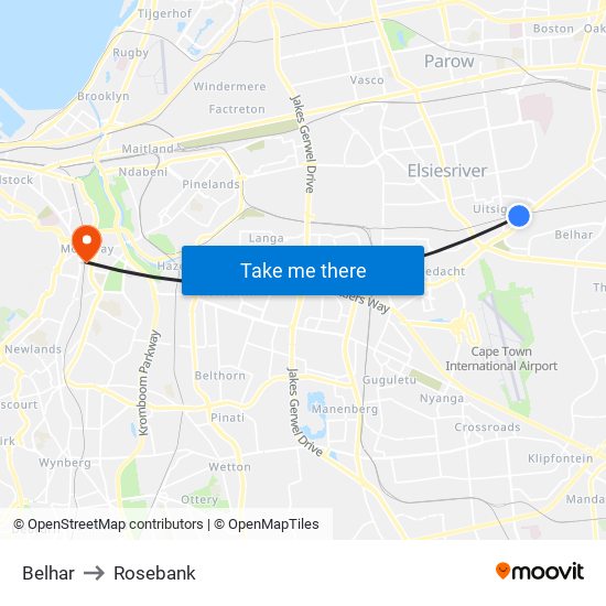 Belhar to Rosebank map