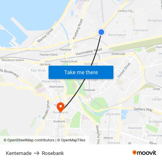 Kentemade to Rosebank map