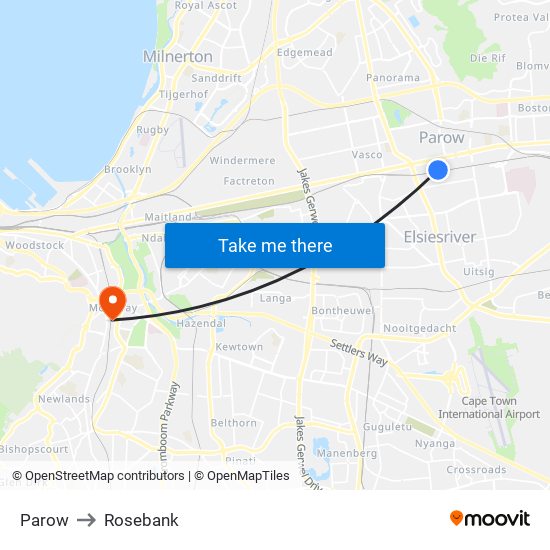 Parow to Rosebank map