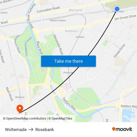 Woltemade to Rosebank map