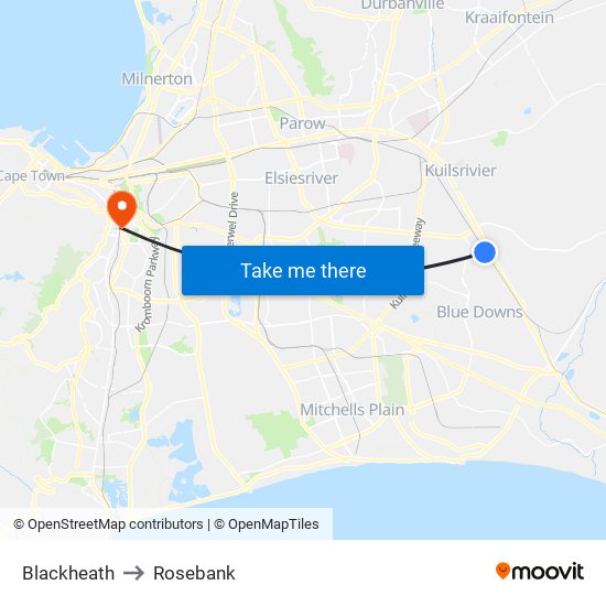 Blackheath to Rosebank map