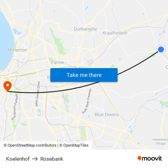 Koelenhof to Rosebank map