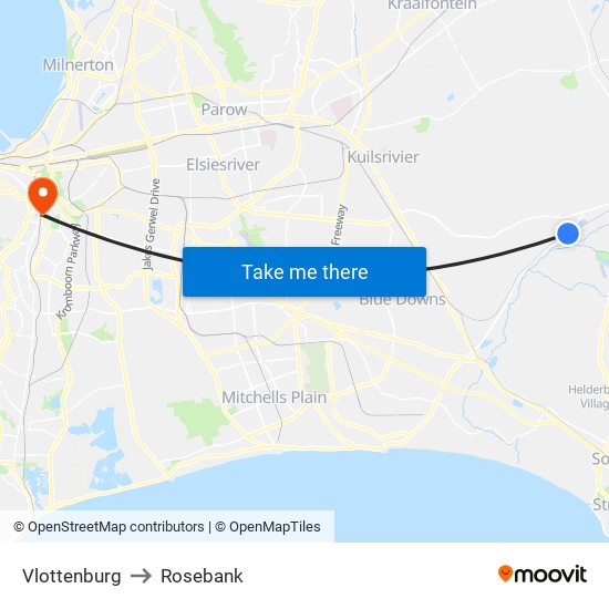 Vlottenburg to Rosebank map