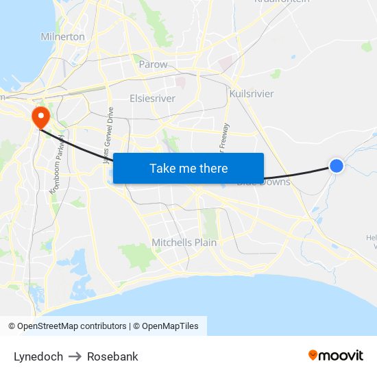Lynedoch to Rosebank map