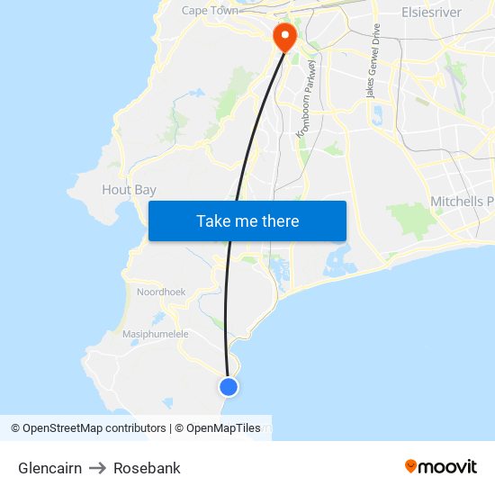 Glencairn to Rosebank map