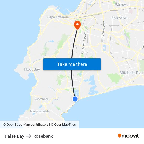 False Bay to Rosebank map